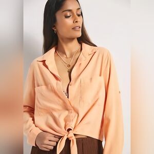 5 For $25✨️Anthropologie Cloth & Stone Extra Small Pink Button Up Longsleeve Top